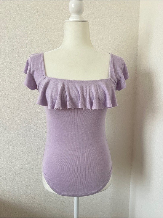 Free People Tops - 💜 Free People Lavender Ribbed Ruffle Top💜